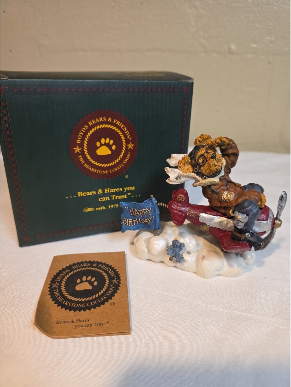 Boyds Bears Ace Armstrong Flyin High Birthday Airplane 227752 Bear Figurine